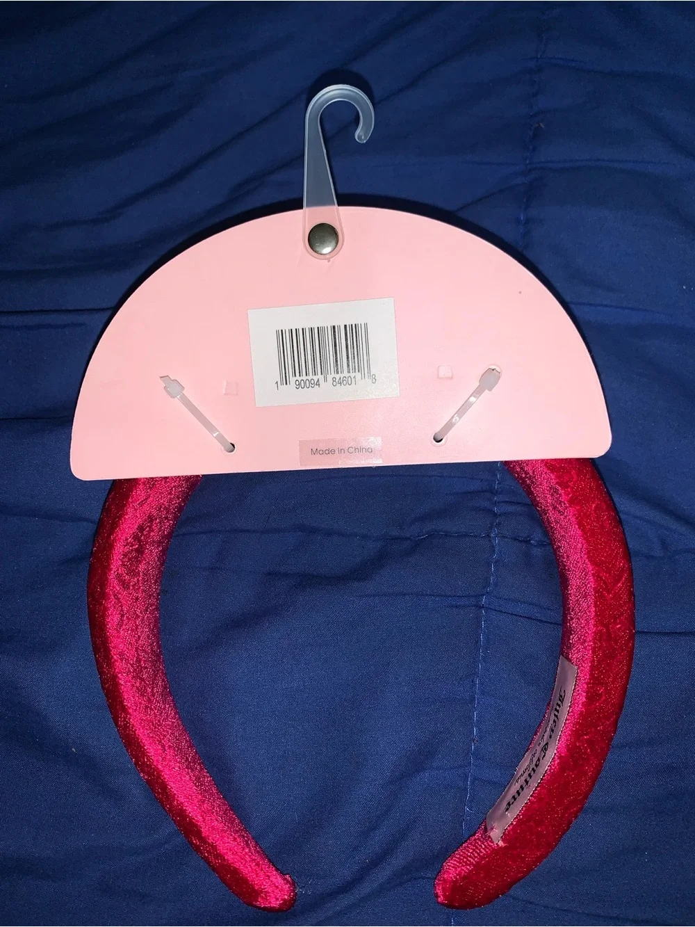 Juicy Couture Hot Pink Embossed Velvet Padded Headband NWT
